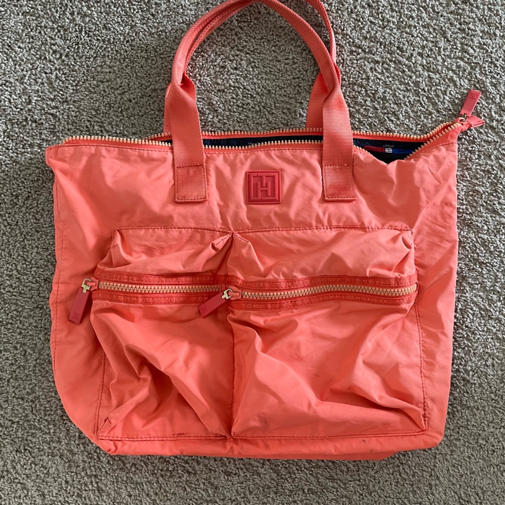 Tommy Hilfiger Coral Nylon Tote Bag with Front Pockets